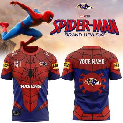 [SPECIAL OFFER] NEW CUSTOMIZED NFL28 BTR BALTIMORE RAVENS x SPIDER T-SHIRT, HOODIE & ZIP HOODIE