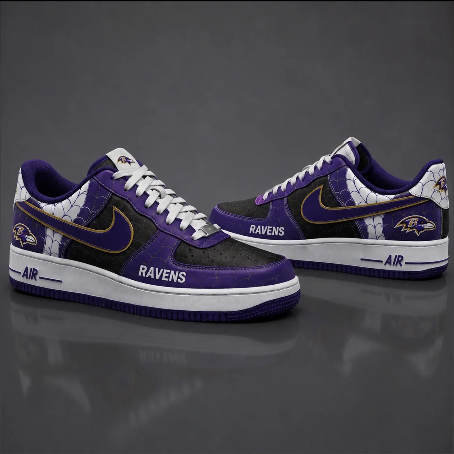 [SPECIAL OFFER] NEW CUSTOMIZED NFL28 BTR BALTIMORE RAVENS x SPIDER AF1 SHOES