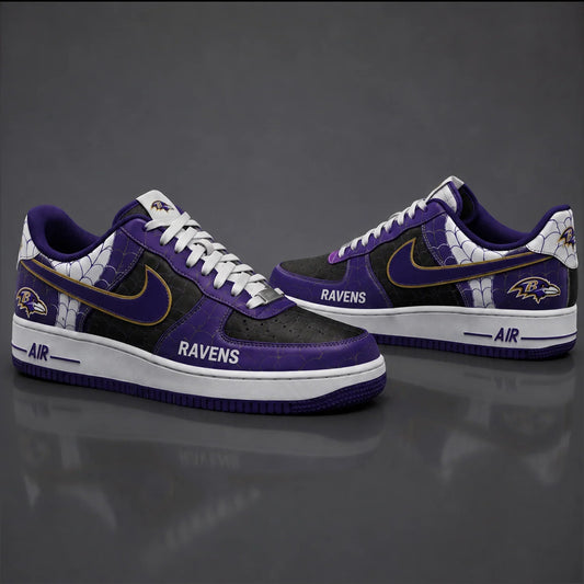 [SPECIAL OFFER] NEW CUSTOMIZED NFL28 BTR BALTIMORE RAVENS x SPIDER AF1 SHOES
