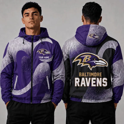 [SPECIAL OFFER] NEW CUSTOMIZED NFL28 BTR BALTIMORE RAVENS WINDBREAKER JACKET