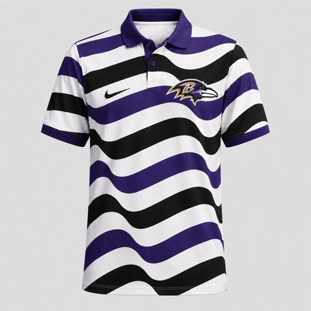 [SPECIAL OFFER] NEW CUSTOMIZED NFL28 BTR BALTIMORE RAVENS STRIPED POLO SHIRT