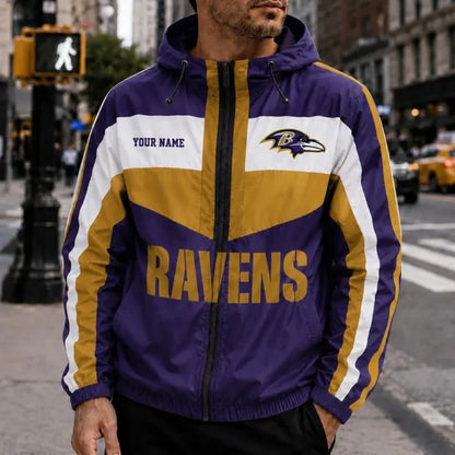[SPECIAL OFFER] NEW CUSTOMIZED NFL28 BTR BALTIMORE RAVENS WINDBREAKER JACKET