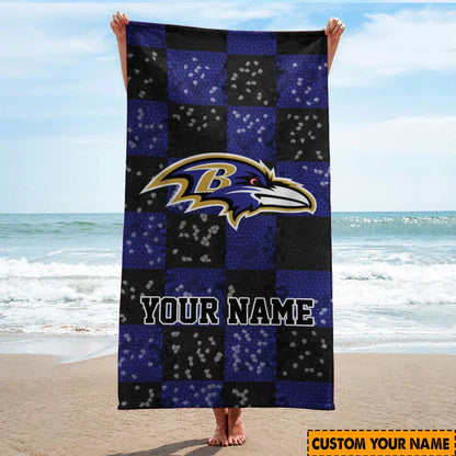 [SPECIAL OFFER] NEW CUSTOMIZED NFL28 BTR BALTIMORE RAVENS BEACH TOWEL