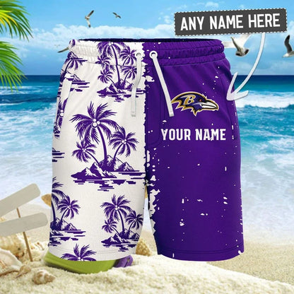 [SPECIAL OFFER] NEW CUSTOMIZED NFL28 BTR BALTIMORE RAVENS UNISEX HAWAIIAN SHIRT & SHORTS SET