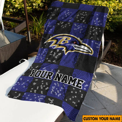 [SPECIAL OFFER] NEW CUSTOMIZED NFL28 BTR BALTIMORE RAVENS BEACH TOWEL