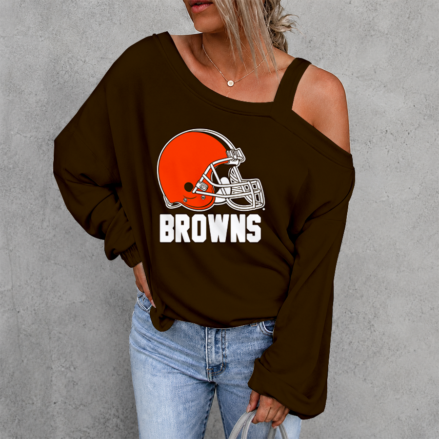 [SPECIAL OFFER] NEW CUSTOMIZED NFL29 CLB CLEVELAND BROWNS DROP SHOULDER SWEATSHIRT