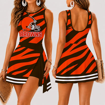 [SPECIAL OFFER] NEW CUSTOMIZED NFL29 CLB CLEVELAND BROWNS WOMEN'S SUMMER SKORT DRESS