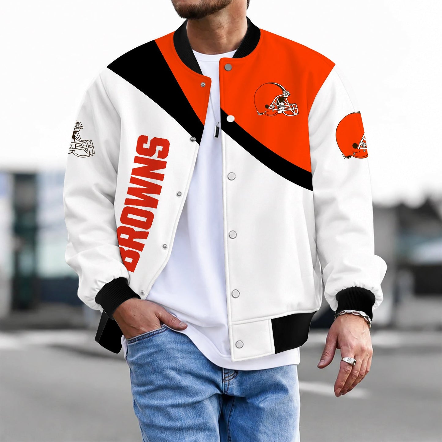 [SPECIAL OFFER] NEW CUSTOMIZED NFL29 CLB CLEVELAND BROWNS SATIN VARSITY & BASEBALL JACKET