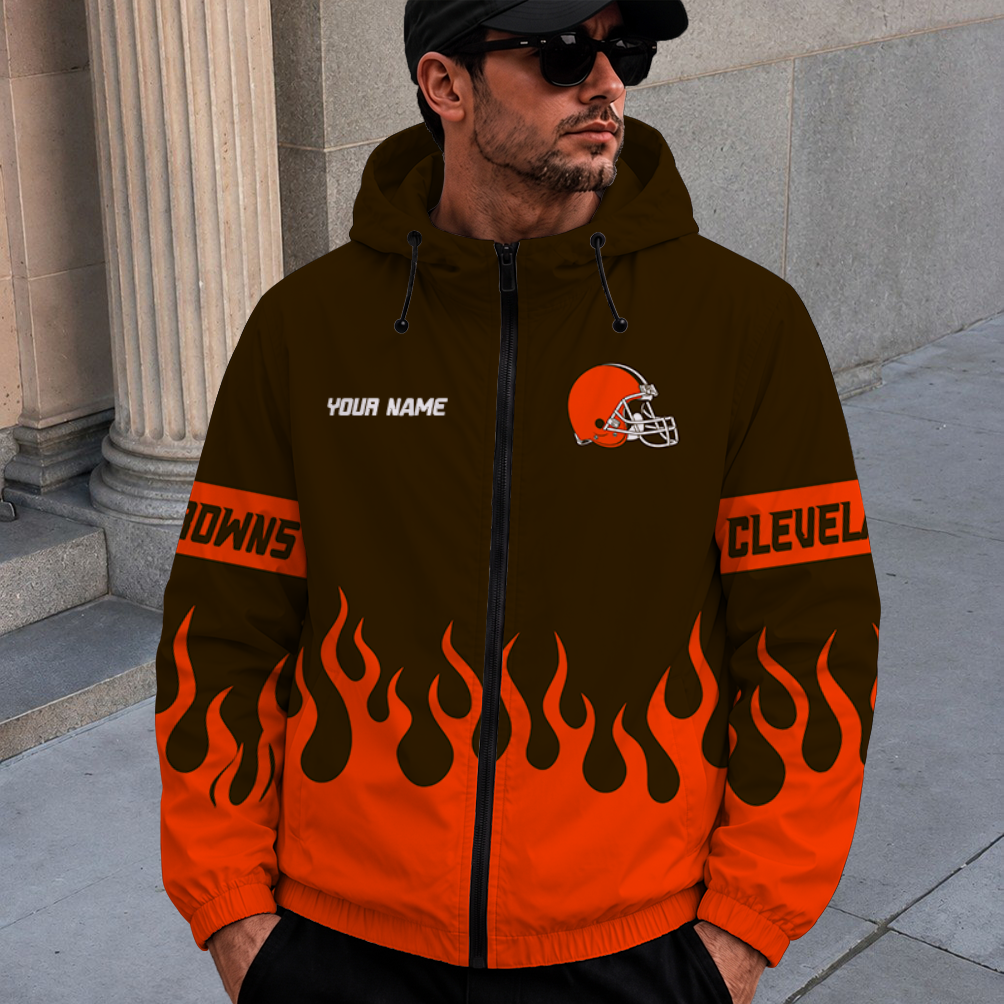 [SPECIAL OFFER] NEW CUSTOMIZED NFL29 CLB CLEVELAND BROWNS WINDBREAKER JACKET