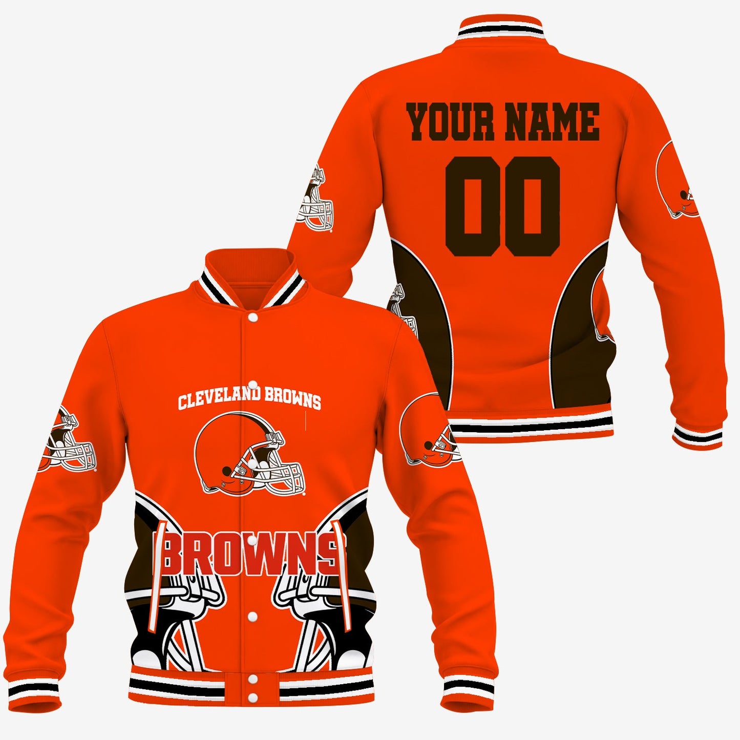 [SPECIAL OFFER] NEW CUSTOMIZED NFL29 CLB CLEVELAND BROWNS SATIN VARSITY & BASEBALL JACKET