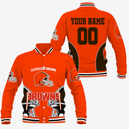 [SPECIAL OFFER] NEW CUSTOMIZED NFL29 CLB CLEVELAND BROWNS SATIN VARSITY & BASEBALL JACKET