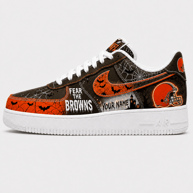 [SPECIAL OFFER] NEW CUSTOMIZED NFL29 CLB CLEVELAND BROWNS HALLOWEEN AF1 SHOES