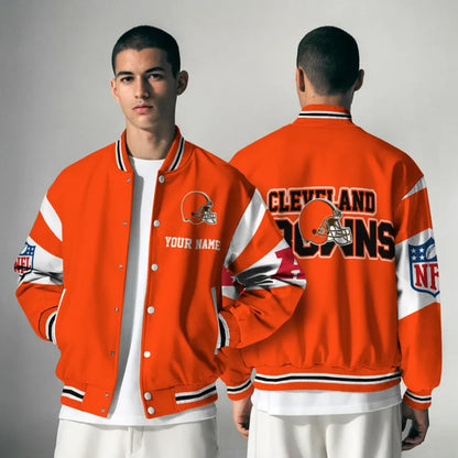 [SPECIAL OFFER] NEW CUSTOMIZED NFL29 CLB CLEVELAND BROWNS SATIN VARSITY & BASEBALL JACKET