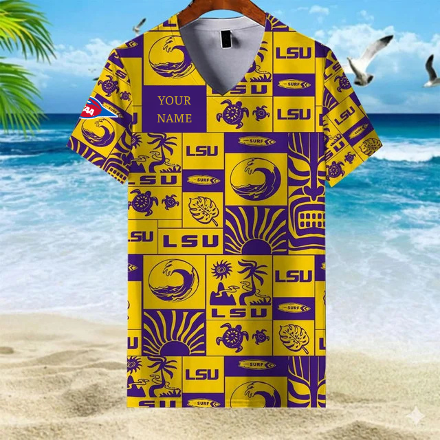 LIMITED EDITION - NEW CUSTOMIZED FBS NCAA29 LST LSU TIGERS V-NECK FEMALE SHIRT
