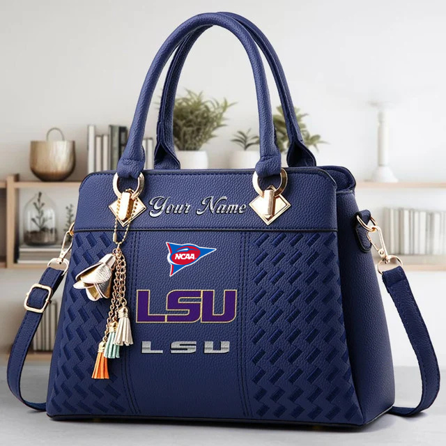 LIMITED EDITION - NEW CUSTOMIZED FBS NCAA29 LST LSU TIGERS ZIP HANDBAG MULTICOLOR