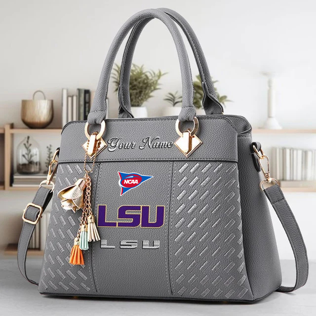 LIMITED EDITION - NEW CUSTOMIZED FBS NCAA29 LST LSU TIGERS ZIP HANDBAG MULTICOLOR