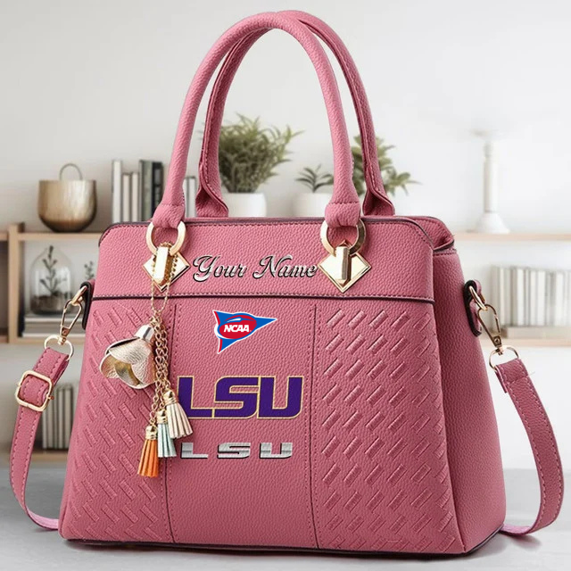 LIMITED EDITION - NEW CUSTOMIZED FBS NCAA29 LST LSU TIGERS ZIP HANDBAG MULTICOLOR