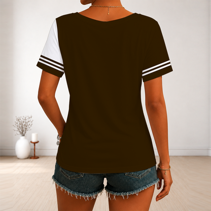 [SPECIAL OFFER] NEW CUSTOMIZED NFL29 CLB CLEVELAND BROWNS V-NECK FEMALE SHIRT