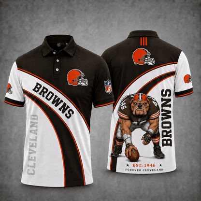 [SPECIAL OFFER] NEW CUSTOMIZED NFL29 CLB CLEVELAND BROWNS POLO SHIRT