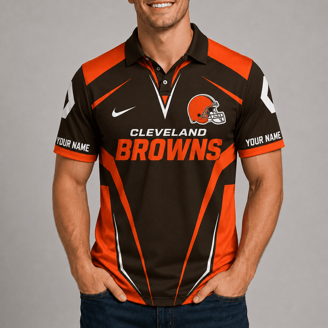 [SPECIAL OFFER] NEW CUSTOMIZED NFL29 CLB CLEVELAND BROWNS POLO SHIRT