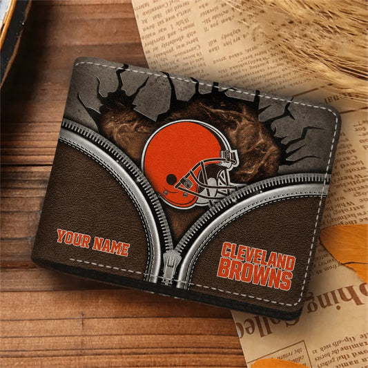 [SPECIAL OFFER] NEW CUSTOMIZED NFL29 CLB CLEVELAND BROWNS LEATHER WALLET