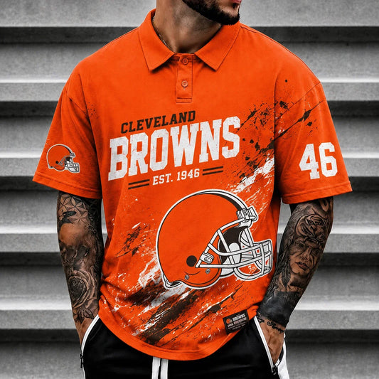 [SPECIAL OFFER] NEW CUSTOMIZED NFL29 CLB CLEVELAND BROWNS POLO SHIRT