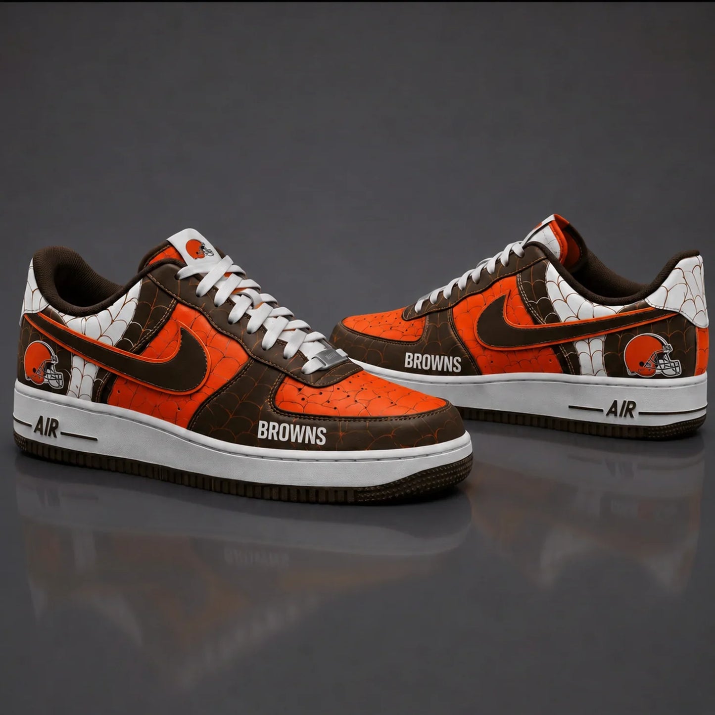 [SPECIAL OFFER] NEW CUSTOMIZED NFL29 CLB CLEVELAND BROWNS x SPIDER AF1 SHOES