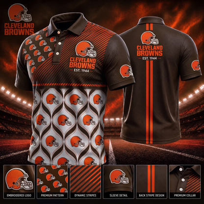 [SPECIAL OFFER] NEW CUSTOMIZED NFL29 CLB CLEVELAND BROWNS POLO SHIRT