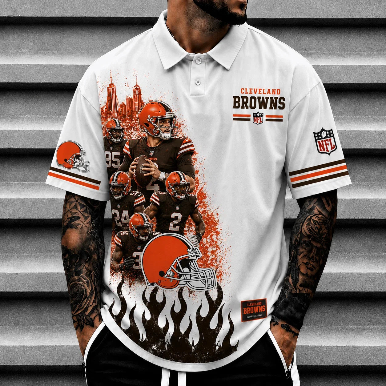 [SPECIAL OFFER] NEW CUSTOMIZED NFL29 CLB CLEVELAND BROWNS POLO SHIRT