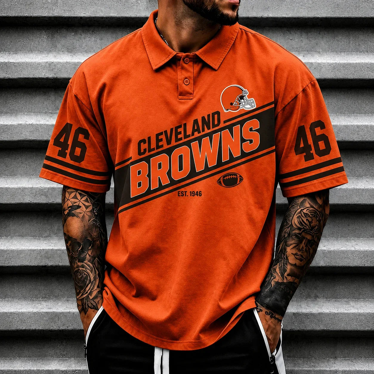 [SPECIAL OFFER] NEW CUSTOMIZED NFL29 CLB CLEVELAND BROWNS POLO SHIRT