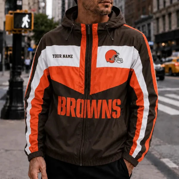 [SPECIAL OFFER] NEW CUSTOMIZED NFL29 CLB CLEVELAND BROWNS WINDBREAKER JACKET