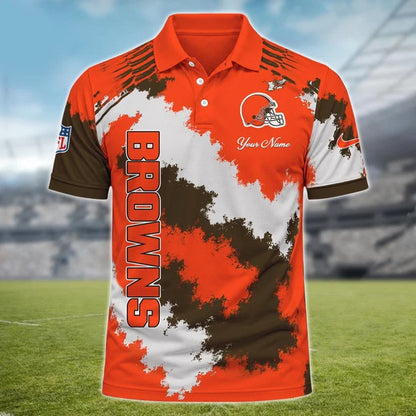 [SPECIAL OFFER] NEW CUSTOMIZED NFL29 CLB CLEVELAND BROWNS MULTICOLOR POLO SHIRT