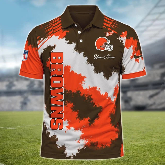 [SPECIAL OFFER] NEW CUSTOMIZED NFL29 CLB CLEVELAND BROWNS MULTICOLOR POLO SHIRT