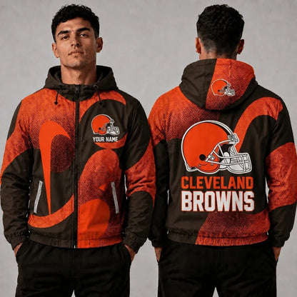 [SPECIAL OFFER] NEW CUSTOMIZED NFL29 CLB CLEVELAND BROWNS WINDBREAKER JACKET