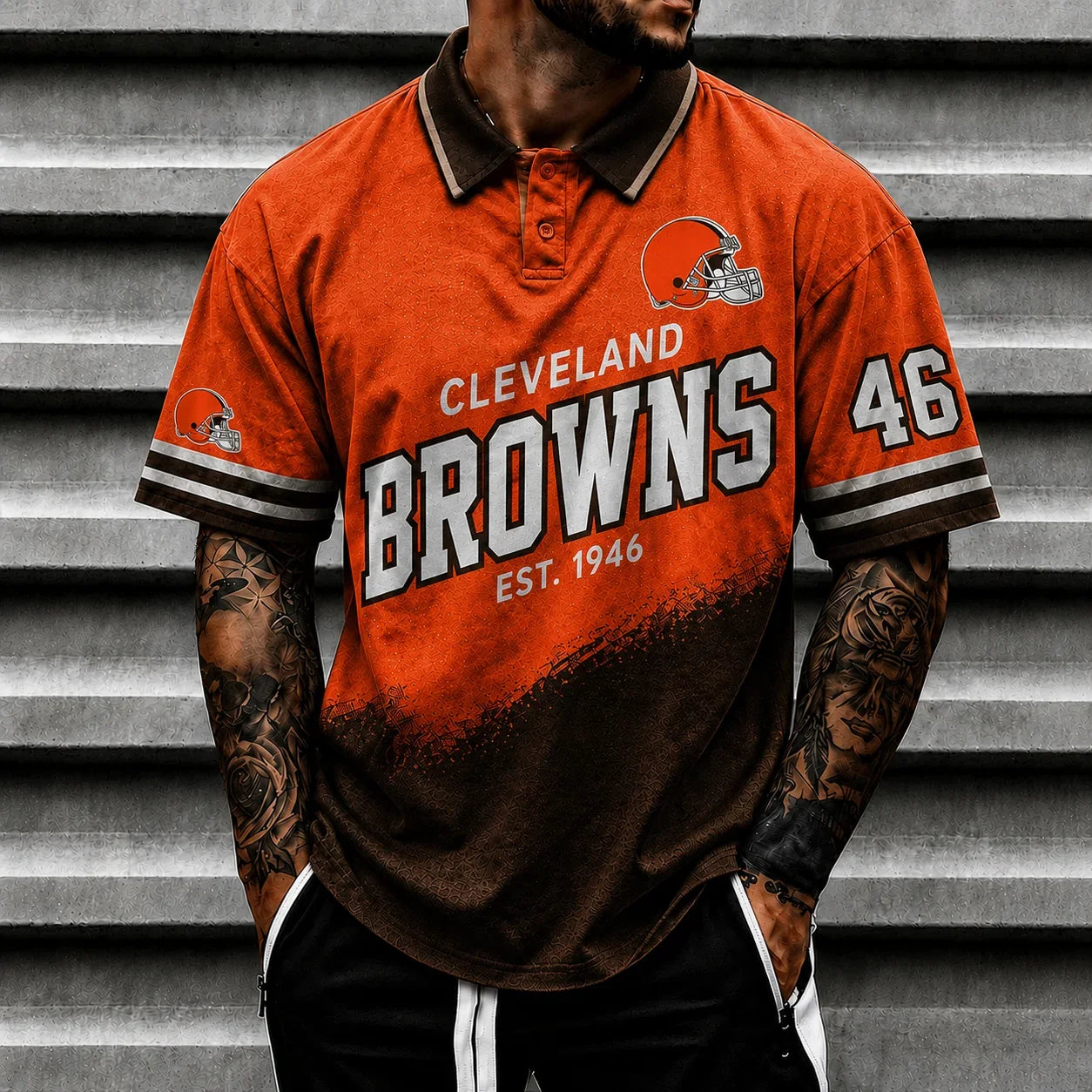 [SPECIAL OFFER] NEW CUSTOMIZED NFL29 CLB CLEVELAND BROWNS POLO SHIRT
