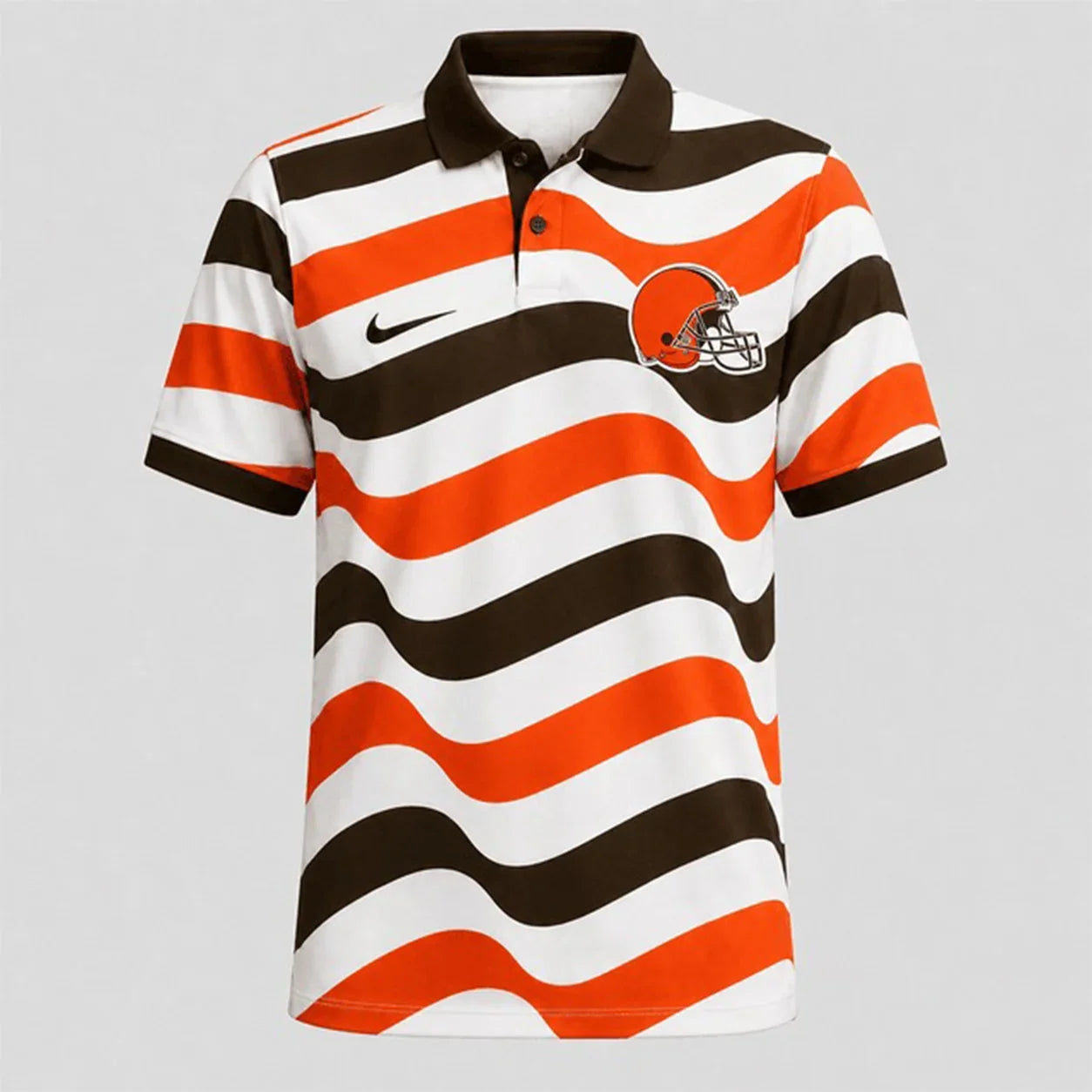 [SPECIAL OFFER] NEW CUSTOMIZED NFL29 CLB CLEVELAND BROWNS STRIPED POLO SHIRT