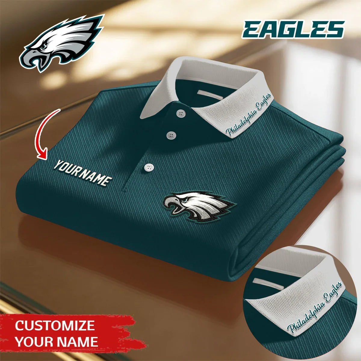 [SPECIAL OFFER] NEW CUSTOMIZED NFL02 PPE PHILADELPHIA EAGLES POLO SHIRT