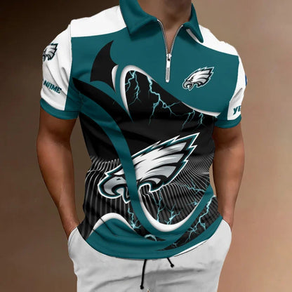 [SPECIAL OFFER] NEW CUSTOMIZED NFL02 PPE PHILADELPHIA EAGLES ZIP POLO SHIRT