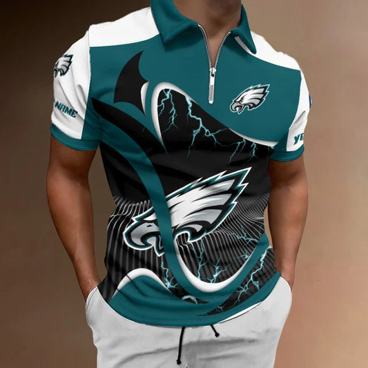 [SPECIAL OFFER] NEW CUSTOMIZED NFL02 PPE PHILADELPHIA EAGLES ZIP POLO SHIRT