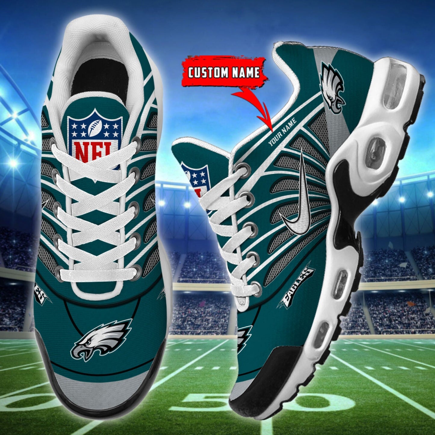 [SPECIAL OFFER] NEW CUSTOMIZED NFL02 PPE PHILADELPHIA EAGLES AIR MAX PLUS SNEAKERS