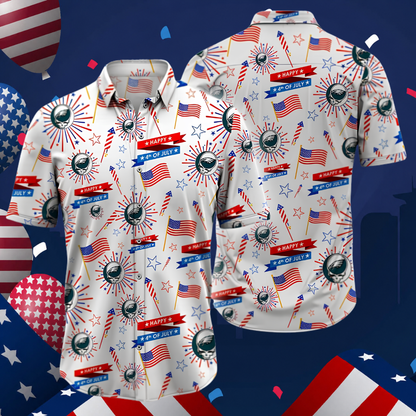 [SPECIAL OFFER] NEW CUSTOMIZED NFL02 PPE PHILADELPHIA EAGLES PATRIOTIC 250 USA HAWAIIAN SHIRT
