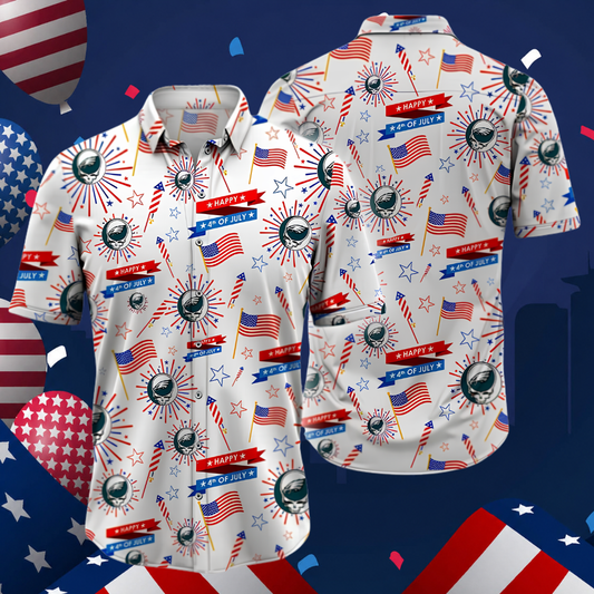 [SPECIAL OFFER] NEW CUSTOMIZED NFL02 PPE PHILADELPHIA EAGLES PATRIOTIC 250 USA HAWAIIAN SHIRT