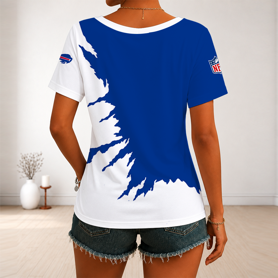 [SPECIAL OFFER] NEW CUSTOMIZED NFL03 BFB BUFFALO BILLS V-NECK FEMALE SHIRT