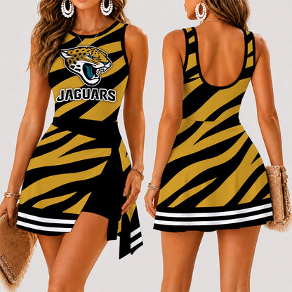 [SPECIAL OFFER] NEW CUSTOMIZED NFL30 JSJ JACKSONVILLE JAGUARS WOMEN'S SUMMER SKORT DRESS