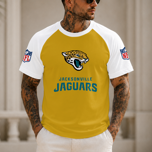 [SPECIAL OFFER] NEW CUSTOMIZED NFL30 JSJ JACKSONVILLE JAGUARS RAGLAN TEE