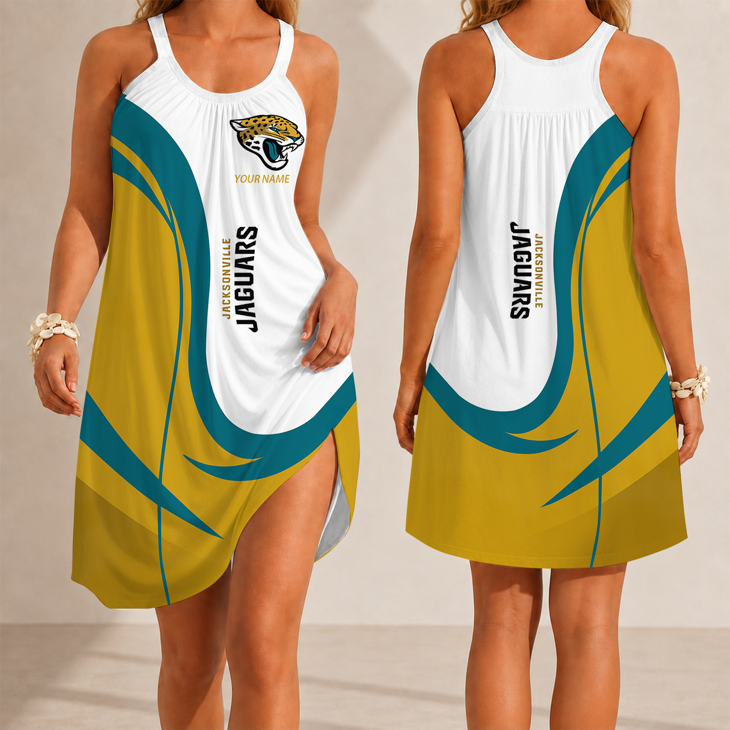 [SPECIAL OFFER] NEW CUSTOMIZED NFL30 JSJ JACKSONVILLE JAGUARS CAMISOLE DRESS