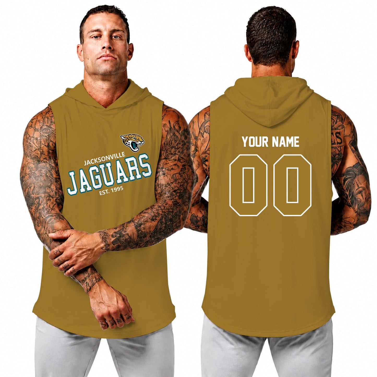 [SPECIAL OFFER] NEW CUSTOMIZED NFL30 JSJ JACKSONVILLE JAGUARS HOODED TANK TOP