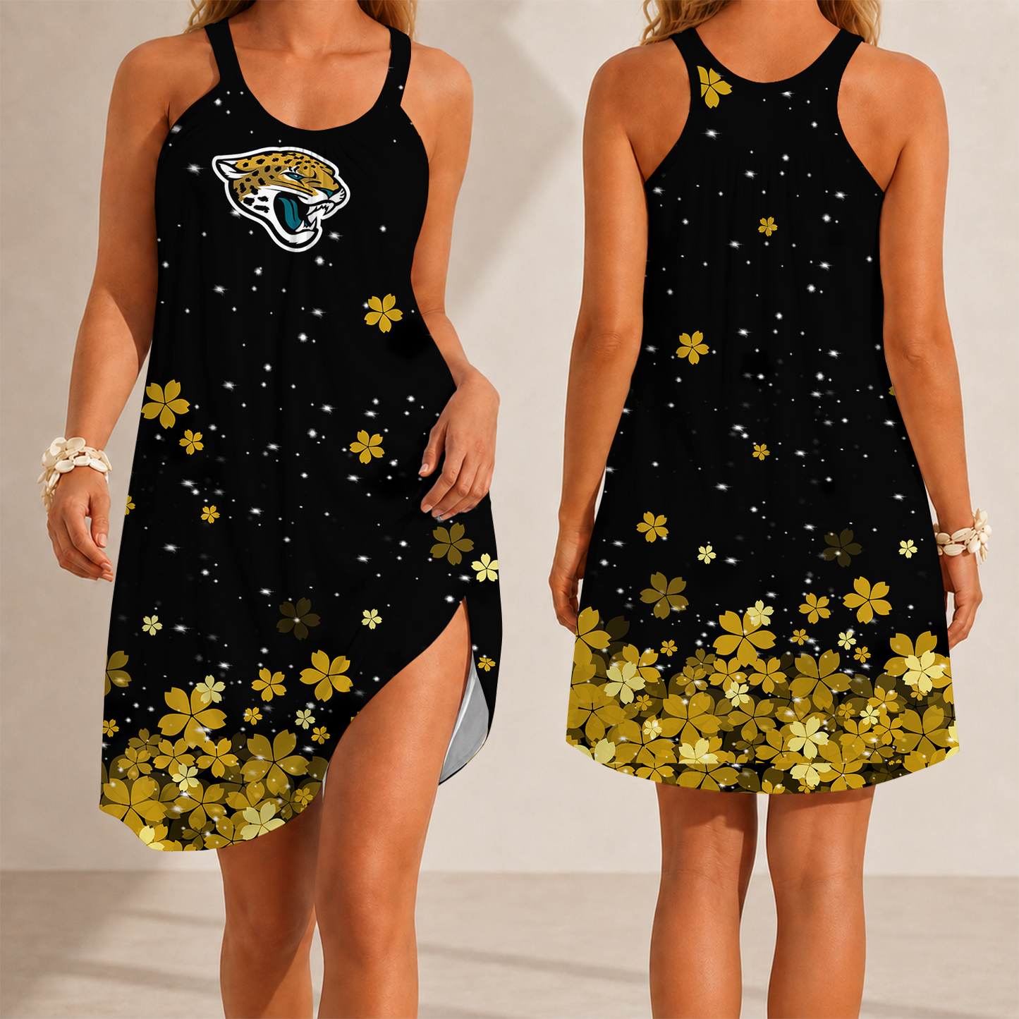 [SPECIAL OFFER] NEW CUSTOMIZED NFL30 JSJ JACKSONVILLE JAGUARS CAMISOLE DRESS