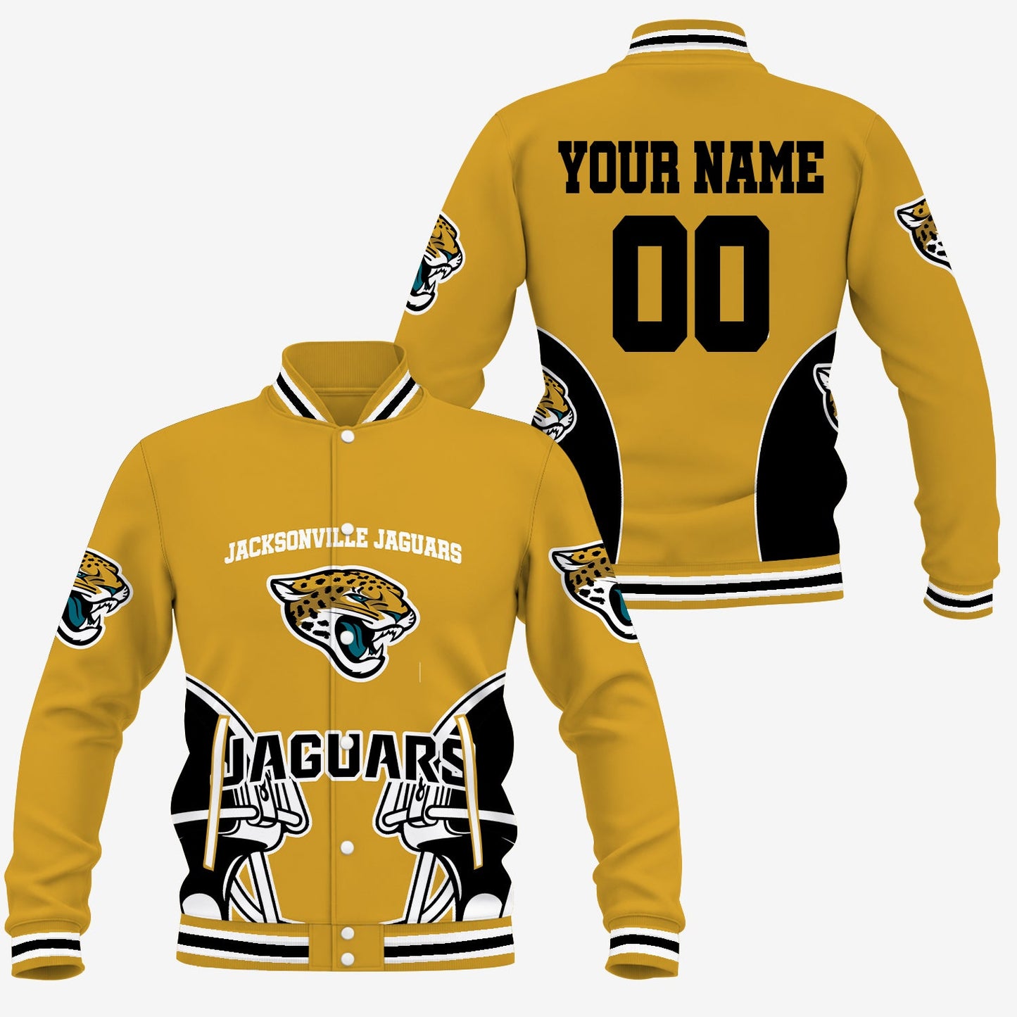[SPECIAL OFFER] NEW CUSTOMIZED NFL30 JSJ JACKSONVILLE JAGUARS SATIN VARSITY & BASEBALL JACKET