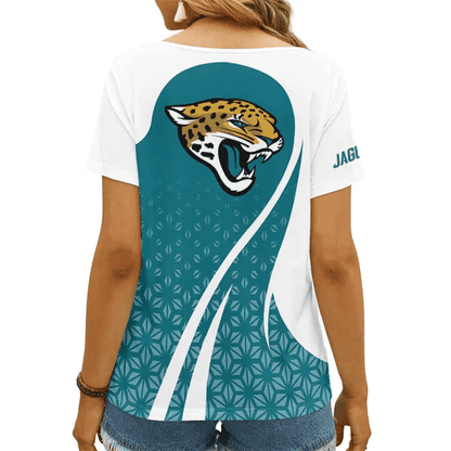 [SPECIAL OFFER] NEW CUSTOMIZED NFL30 JSJ JACKSONVILLE JAGUARS V-NECK FEMALE SHIRT